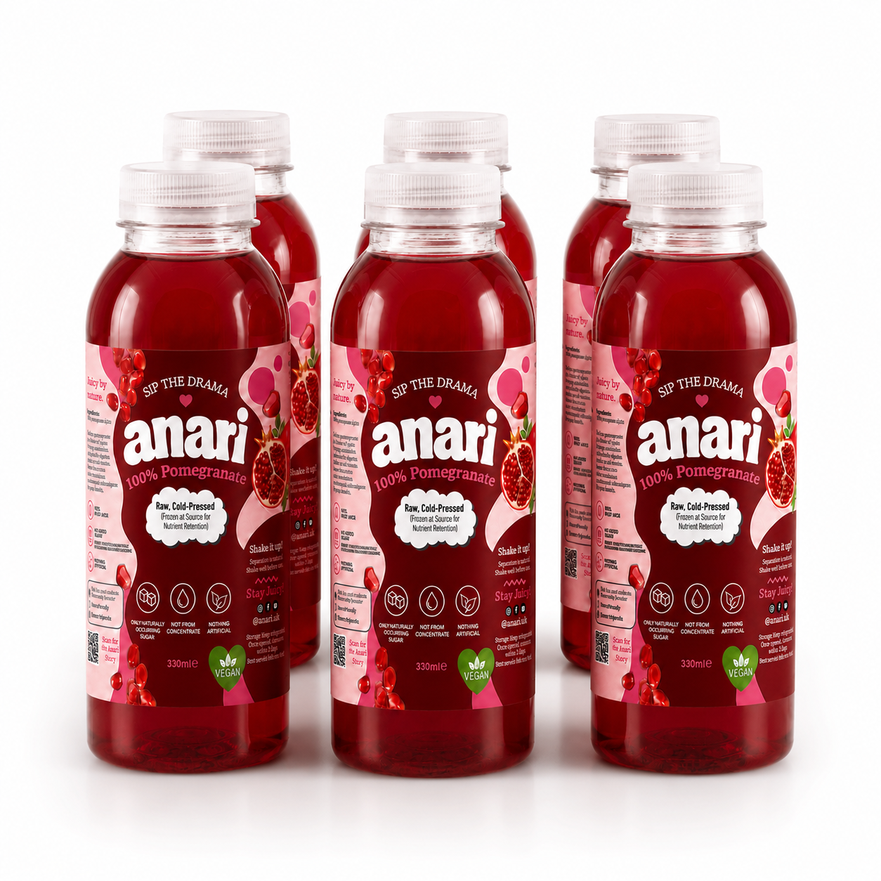 Three ANARI bottle sizes