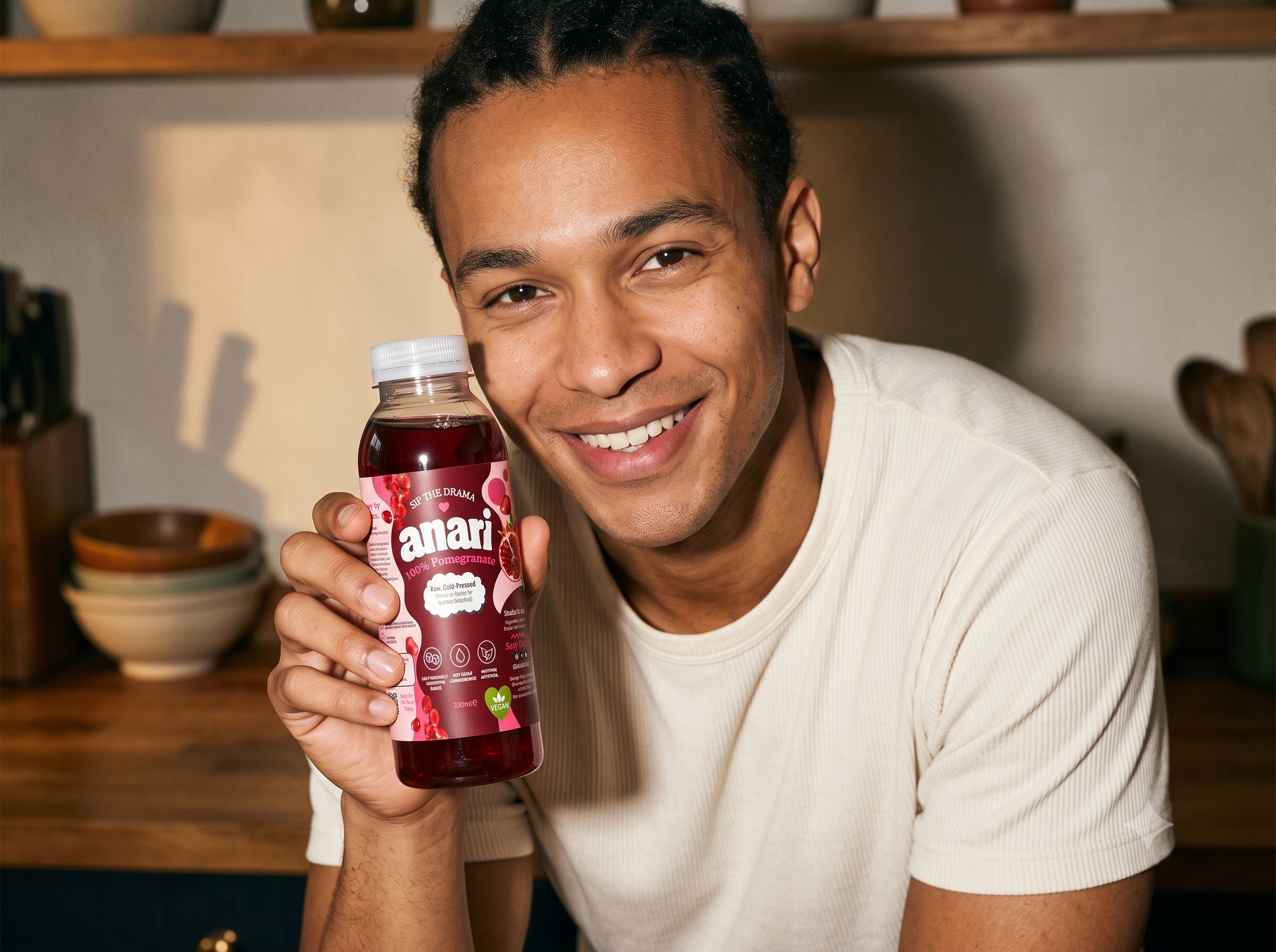 Person enjoying a bottle of ANARI